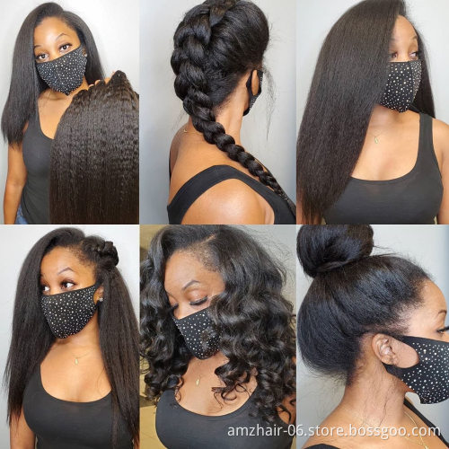 Kinky Straight Human Hair Lace Frontal Wig Wholesale Brazilian Virgin Hair Vendor HD Full Lace Closure Front Wigs Pre Plucked